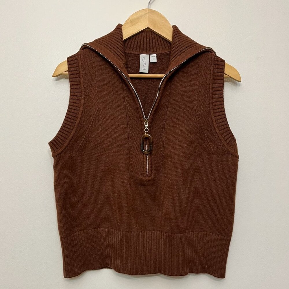 NWOT Joie Rust 1/4 Zip Collared Sweater Vest, Size Medium